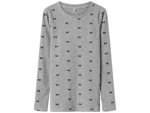 Name It top grå meleret med sløjfe print viskose